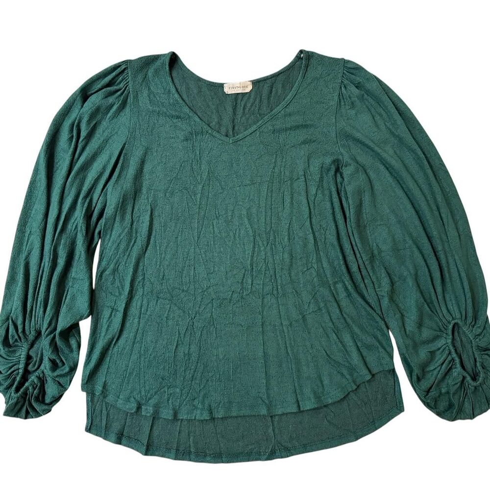 First Love by Lovelyn Green long sleeve top with elastic cuffs